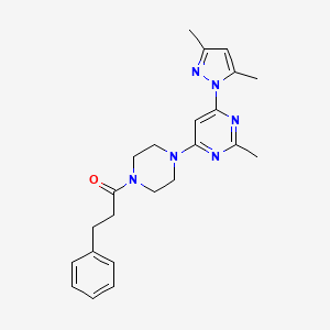 4-(3,5-dimethyl-1H-pyrazol-1-yl)-2-methyl-6-[4-(3-phenylpropanoyl)-1-piperazinyl]pyrimidine