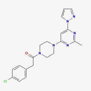 4-{4-[(4-chlorophenyl)acetyl]-1-piperazinyl}-2-methyl-6-(1H-pyrazol-1-yl)pyrimidine