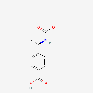 molecular formula C14H19NO4 B591917 (R)-4-(1-((tert-butoxycarbonyl)amino)ethyl)benzoic acid CAS No. 1134776-30-9