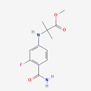 molecular formula C12H15FN2O3 B591971 Alanine, N-[4-(aminocarbonyl)-3-fluorophenyl]-2-methyl-, methyl ester CAS No. 1242137-21-8