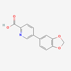 molecular formula C13H9NO4 B592018 5-(苯并[d][1,3]二氧杂环-5-基)吡啶-2-甲酸 CAS No. 1242339-65-6