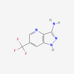 molecular formula C7H5F3N4 B592023 6-(trifluoromethyl)-1H-pyrazolo[4,3-b]pyridin-3-amine CAS No. 1211536-39-8