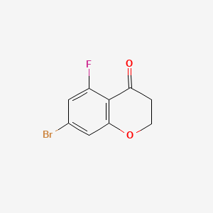 molecular formula C9H6BrFO2 B592033 7-溴-5-氟色满-4-酮 CAS No. 1092350-58-7