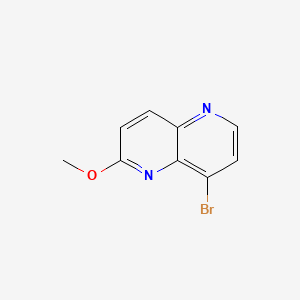 molecular formula C9H7BrN2O B592067 8-Bromo-2-methoxy-1,5-naphthyridine CAS No. 881658-92-0