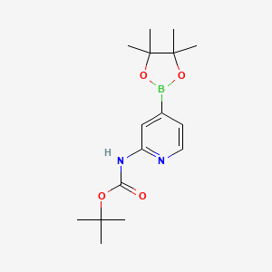 molecular formula C16H25BN2O4 B592137 tert-Butyl (4-(4,4,5,5-tetramethyl-1,3,2-dioxaborolan-2-yl)pyridin-2-yl)carbamate CAS No. 1095708-32-9