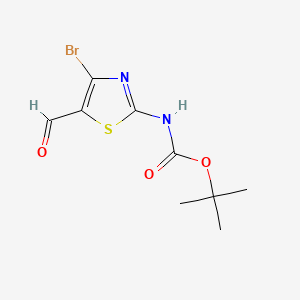 molecular formula C9H11BrN2O3S B592140 叔丁基(4-溴-5-甲酰噻唑-2-基)氨基甲酸酯 CAS No. 944805-17-8
