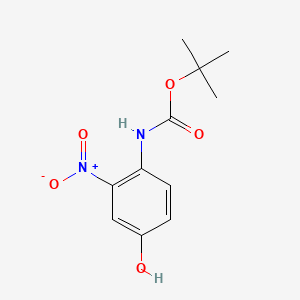 molecular formula C11H14N2O5 B592147 叔丁基(4-羟基-2-硝基苯基)氨基甲酸酯 CAS No. 201811-20-3