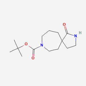 molecular formula C14H24N2O3 B592173 tert-Butyl 1-oxo-2,8-diazaspiro[4.6]undecane-8-carboxylate CAS No. 1341039-08-4