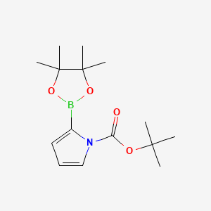 molecular formula C15H24BNO4 B592179 叔丁基 2-(4,4,5,5-四甲基-1,3,2-二氧杂硼烷-2-基)-1H-吡咯-1-羧酸酯 CAS No. 1072944-98-9