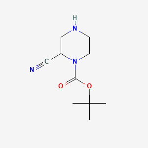 molecular formula C10H17N3O2 B592200 叔丁基2-氰基哌嗪-1-羧酸酯 CAS No. 1053656-76-0