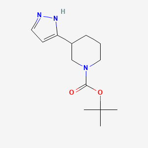 molecular formula C13H21N3O2 B592209 叔丁基 3-(1H-吡唑-3-基)哌啶-1-羧酸盐 CAS No. 1188264-16-5