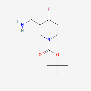 molecular formula C11H21FN2O2 B592221 Tert-butyl 3-(aminomethyl)-4-fluoropiperidine-1-carboxylate CAS No. 1303973-02-5