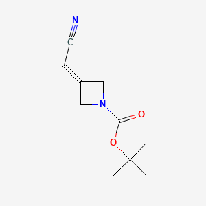 molecular formula C10H14N2O2 B592225 叔丁基 3-(氰亚甲基)氮杂环丁烷-1-羧酸盐 CAS No. 1153949-11-1