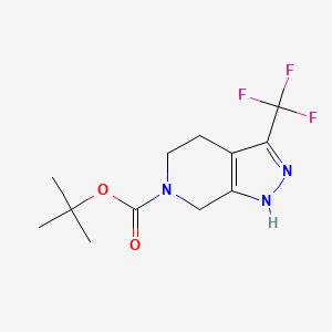 molecular formula C12H16F3N3O2 B592229 叔丁基 3-(三氟甲基)-4,5-二氢-1H-吡唑并[3,4-c]吡啶-6(7H)-羧酸酯 CAS No. 733757-89-6
