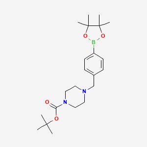 molecular formula C22H35BN2O4 B592273 tert-Butyl 4-(4-(4,4,5,5-tetramethyl-1,3,2-dioxaborolan-2-yl)benzyl)piperazine-1-carboxylate CAS No. 936694-19-8