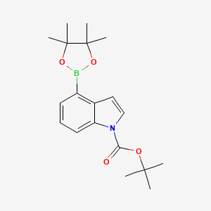 molecular formula C19H26BNO4 B592274 Tert-butyl 4-(4,4,5,5-tetramethyl-1,3,2-dioxaborolan-2-yl)-1H-indole-1-carboxylate CAS No. 893441-86-6