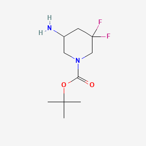 molecular formula C10H18F2N2O2 B592322 叔丁基 5-氨基-3,3-二氟哌啶-1-羧酸酯 CAS No. 1258638-82-2