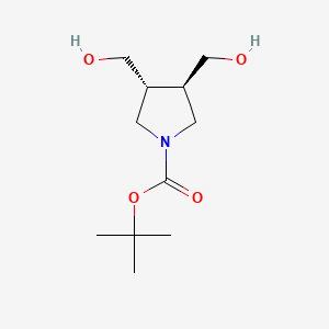 molecular formula C11H21NO4 B592378 trans-tert-Butyl 3,4-bis(hydroxymethyl)pyrrolidine-1-carboxylate CAS No. 895245-31-5