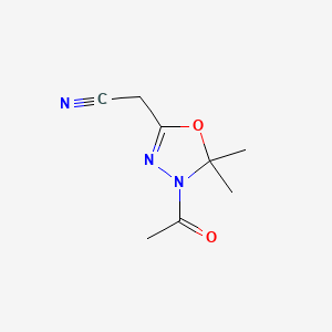 B592389 5-Cyanomethyl-2,2-dimethyl-3-acetyl-2,3-dihydro-1,3,4-oxadiazole CAS No. 130781-62-3