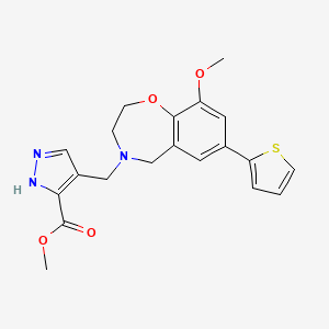 molecular formula C20H21N3O4S B5924983 methyl 4-{[9-methoxy-7-(2-thienyl)-2,3-dihydro-1,4-benzoxazepin-4(5H)-yl]methyl}-1H-pyrazole-3-carboxylate 