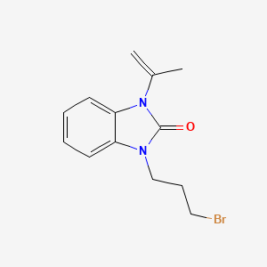 molecular formula C13H15BrN2O B592590 1-(3-Bromo-propyl)-3-isopropenyl-1,3-dihydro-benzoimidazol-2-one CAS No. 864267-63-0