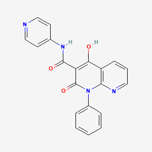 molecular formula C20H14N4O3 B592600 1,8-Naphthyridine-3-carboxamide, 1,2-dihydro-4-hydroxy-2-oxo-1-phenyl-N-4-pyridinyl-, hydrate (5:3) CAS No. 138304-91-3