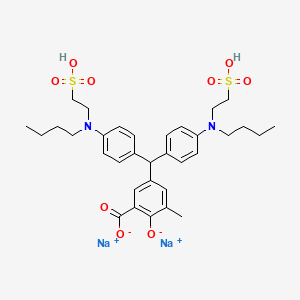 molecular formula C33H42N2Na2O9S2 B592618 Disodium;5-[bis[4-[butyl(2-sulfoethyl)amino]phenyl]methyl]-3-methyl-2-oxidobenzoate CAS No. 10142-91-3