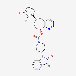 [(6R,9R)-6-(2,3-difluorophenyl)-6,7,8,9-tetrahydro-5H-cyclohepta[b]pyridin-9-yl] 4-(2-oxo-3H-imidazo[4,5-b]pyridin-1-yl)piperidine-1-carboxylate
