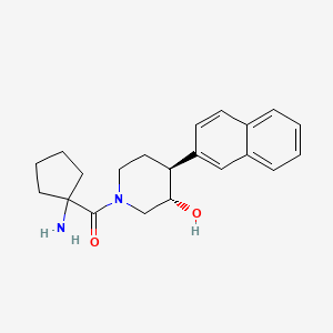 molecular formula C21H26N2O2 B5926907 rel-(3S,4S)-1-[(1-aminocyclopentyl)carbonyl]-4-(2-naphthyl)-3-piperidinol hydrochloride 