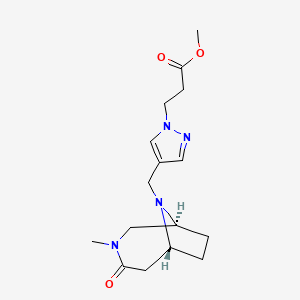 molecular formula C16H24N4O3 B5927333 methyl 3-(4-{[(1S*,6R*)-3-methyl-4-oxo-3,9-diazabicyclo[4.2.1]non-9-yl]methyl}-1H-pyrazol-1-yl)propanoate 