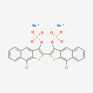 molecular formula C24H10Cl2Na2O8S4 B592829 Disodium;[9-chloro-2-(9-chloro-3-sulfonatooxybenzo[f][1]benzothiol-2-yl)benzo[f][1]benzothiol-3-yl] sulfate CAS No. 10127-01-2