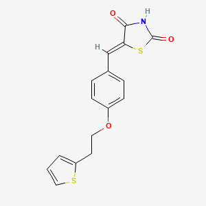 molecular formula C16H13NO3S2 B592853 (5Z)-5-[[4-(2-噻吩-2-基乙氧基)苯基]亚甲基]-1,3-噻唑烷-2,4-二酮 CAS No. 1221413-57-5
