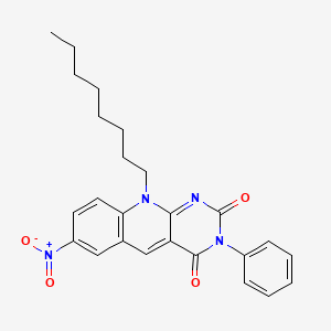 molecular formula C25H26N4O4 B592862 7-nitro-10-octyl-3-phenyl-pyrimido[4,5-b]quinoline-2,4(3H,10H)-dione CAS No. 137346-42-0