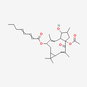 molecular formula C30H42O6 B592899 （1-乙酰氧基-13-羟基-3,6,6,10,14-五甲基-2-氧代-9-三环[10.3.0.05,7]十五碳-3,10-二烯基）辛-2,4-二烯酸酯 CAS No. 87064-61-7