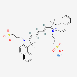 molecular formula C39H41N2NaO6S2 B592995 sodium;3-[(2E)-2-[(2E,4E)-5-[1,1-dimethyl-3-(3-sulfonatopropyl)benzo[e]indol-3-ium-2-yl]penta-2,4-dienylidene]-1,1-dimethylbenzo[e]indol-3-yl]propane-1-sulfonate CAS No. 138248-55-2