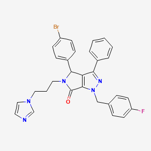 molecular formula C30H25BrFN5O B593063 4-(4-溴苯基)-1-[(4-氟苯基)甲基]-4,5-二氢-5-[3-(1H-咪唑-1-基)丙基]-3-苯基-吡咯并[3,4-c]吡唑-6(1H)-酮 CAS No. 1542066-74-9