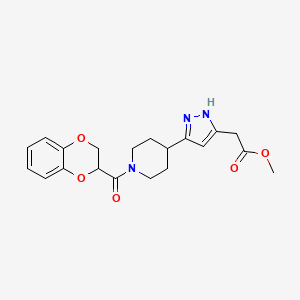 molecular formula C20H23N3O5 B5931469 methyl 2-[3-[1-(2,3-dihydro-1,4-benzodioxine-3-carbonyl)piperidin-4-yl]-1H-pyrazol-5-yl]acetate 