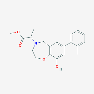 molecular formula C20H23NO4 B5931482 methyl 2-[9-hydroxy-7-(2-methylphenyl)-2,3-dihydro-1,4-benzoxazepin-4(5H)-yl]propanoate 