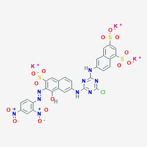 molecular formula C29H18ClN9O14S3 B593177 6-Chloro-N-(7-(2,4-dinitrophenylazo)-8-hydroxy-6-sulfo-2-naphthyl)-N'-(5,7-disulfo-2-naphthyl)-1,3,5-triazine-2,4-diamine CAS No. 138272-10-3