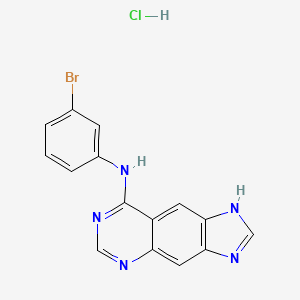 molecular formula C15H10BrN5 · HCl B593216 N-(3-溴苯基)-3H-咪唑并[4,5-g]喹唑啉-8-胺，一水盐酸盐 CAS No. 171179-37-6