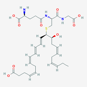 molecular formula C32H47N3O9S B593262 (4Z,7Z,9E,11E,13R,14S,16Z,19Z)-13-[(2R)-2-[[(4S)-4-氨基-4-羧基丁酰]氨基]-3-(羧甲基氨基)-3-氧代丙基]硫代-14-羟基二十二-4,7,9,11,16,19-己烯酸 CAS No. 1784701-61-6