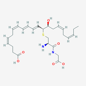 molecular formula C27H40N2O6S B593263 (4Z,7Z,9E,11E,13R,14S,16Z,19Z)-13-[(2R)-2-amino-3-(carboxymethylamino)-3-oxopropyl]sulfanyl-14-hydroxydocosa-4,7,9,11,16,19-hexaenoic acid CAS No. 1784701-62-7