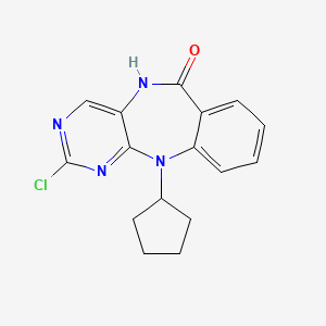 molecular formula C16H15ClN4O B593389 2-chloro-11-cyclopentyl-5H-benzo[e]pyrimido[5,4-b][1,4]diazepin-6(11H)-one CAS No. 1521197-43-2