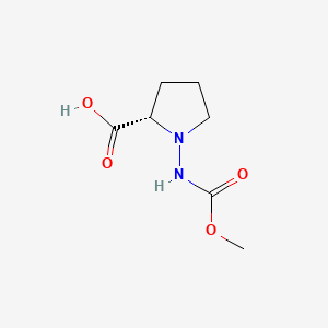 molecular formula C7H12N2O4 B593390 (S)-1-((Methoxycarbonyl)amino)pyrrolidine-2-carboxylic acid CAS No. 134920-23-3