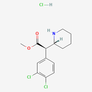 molecular formula C14H18Cl3NO2 B593417 methyl (2R)-2-(3,4-dichlorophenyl)-2-[(2R)-piperidin-2-yl]acetate;hydrochloride CAS No. 214149-42-5