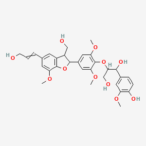 molecular formula C31H36O11 B593425 erythro-Guaiacylglycerol-|A-O-4'-dehydrodisinapyl ether CAS No. 844637-85-0