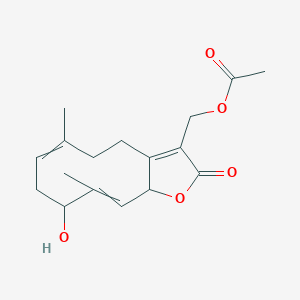 molecular formula C17H22O5 B593544 (9-hydroxy-6,10-dimethyl-2-oxo-5,8,9,11a-tetrahydro-4H-cyclodeca[b]furan-3-yl)methyl acetate CAS No. 126829-66-1