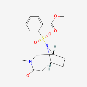 molecular formula C16H20N2O5S B5935747 methyl 2-{[(1S*,6R*)-3-methyl-4-oxo-3,9-diazabicyclo[4.2.1]non-9-yl]sulfonyl}benzoate 