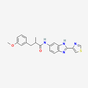 molecular formula C21H20N4O2S B593673 3-(3-methoxyphenyl)-2-methyl-N-(2-(thiazol-4-yl)-1H-benzo[d]imidazol-5-yl)propanamide hydrochloride CAS No. 1393748-80-5