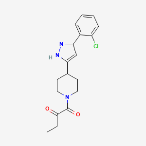 1-[4-[3-(2-chlorophenyl)-1H-pyrazol-5-yl]piperidin-1-yl]butane-1,2-dione